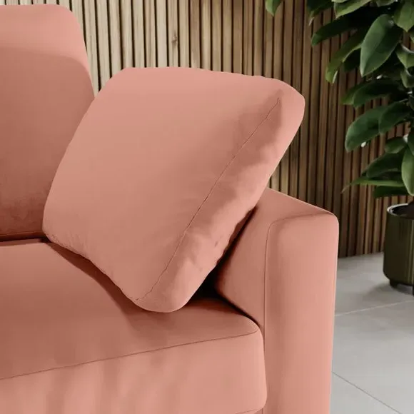 Snuggle Sofa with Square Arms - Coral, Velvet