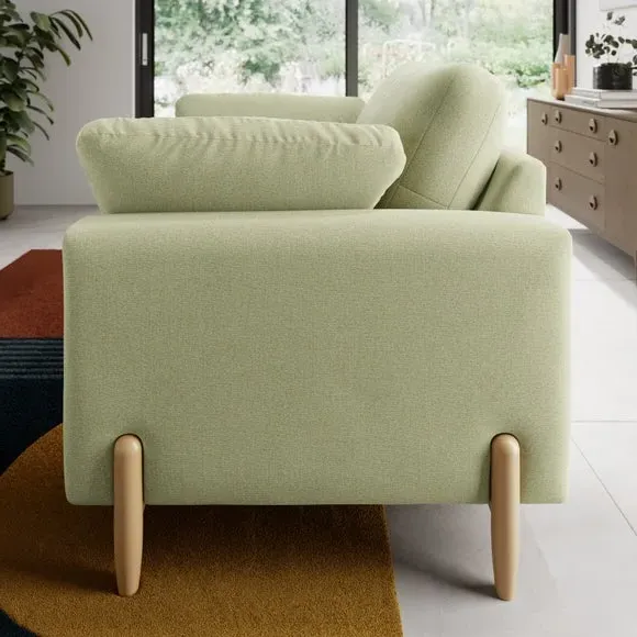 Snuggle Sofa with Square Arms - Green, Fabric