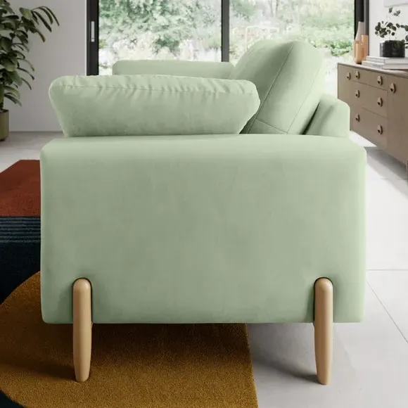 Snuggle Sofa with Square Arms - Green, Velvet