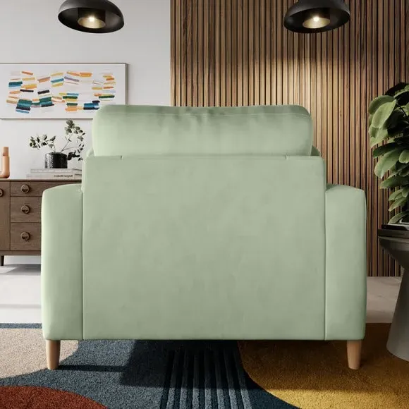 Snuggle Sofa with Square Arms - Green, Velvet