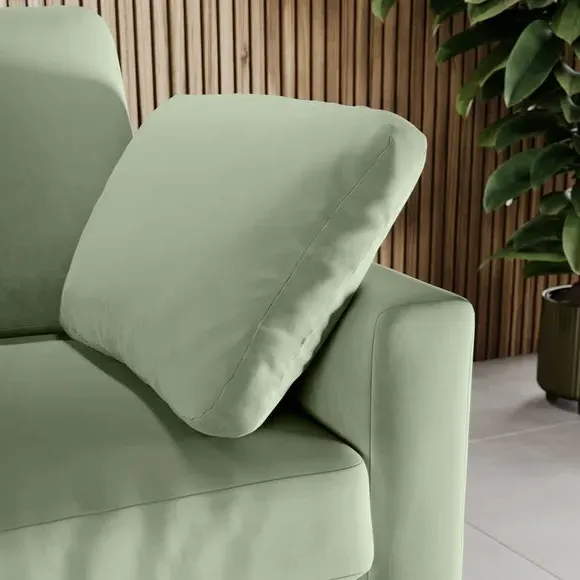 Snuggle Sofa with Square Arms - Green, Velvet