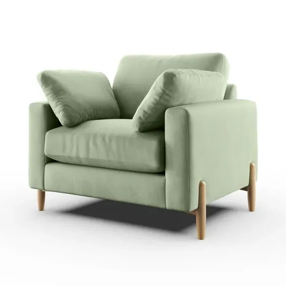 Snuggle Sofa with Square Arms - Green, Velvet