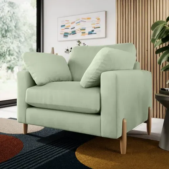 Snuggle Sofa with Square Arms - Green, Velvet