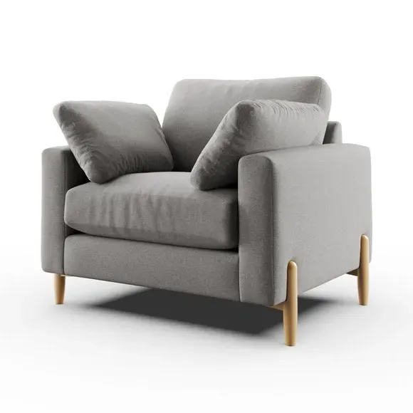 Snuggle Sofa with Square Arms - Grey, Fabric