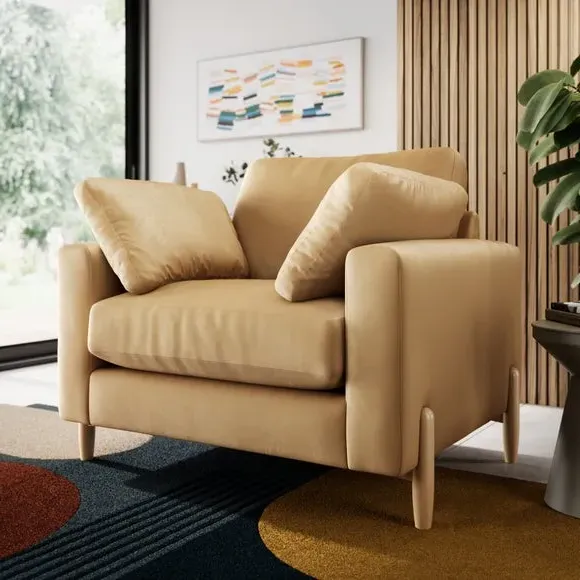 Snuggle Sofa with Square Arms - Honey, Velvet