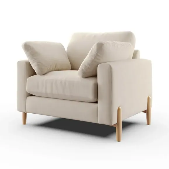 Snuggle Sofa with Square Arms - Natural, Fabric