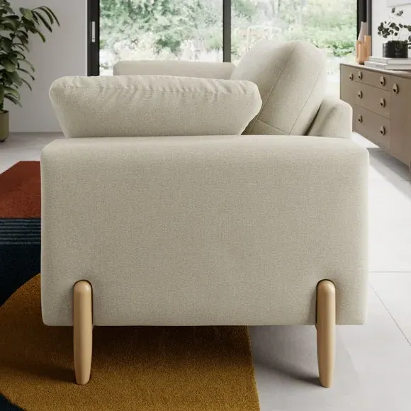 Snuggle Sofa with Square Arms - Natural, Fabric