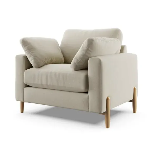 Snuggle Sofa with Square Arms - Natural, Fabric