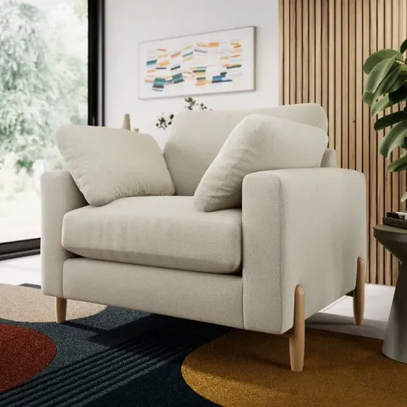 Snuggle Sofa with Square Arms - Natural, Fabric