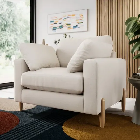 Snuggle Sofa with Square Arms - Natural, Fabric