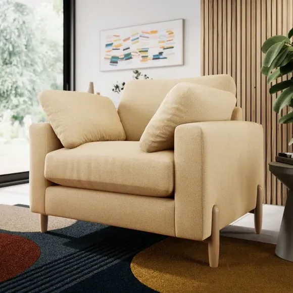 Snuggle Sofa with Square Arms - Ochre, Fabric