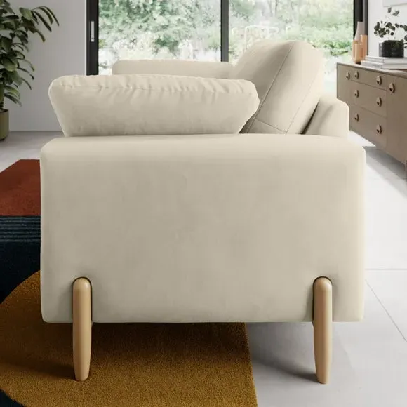 Snuggle Sofa with Square Arms - Sand, Velvet