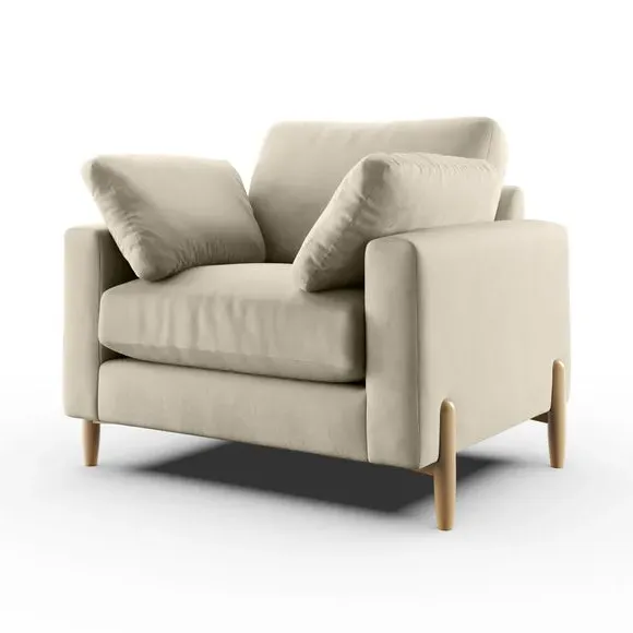 Snuggle Sofa with Square Arms - Sand, Velvet