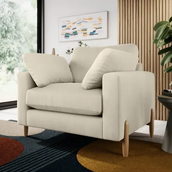 Snuggle Sofa with Square Arms - Sand, Velvet