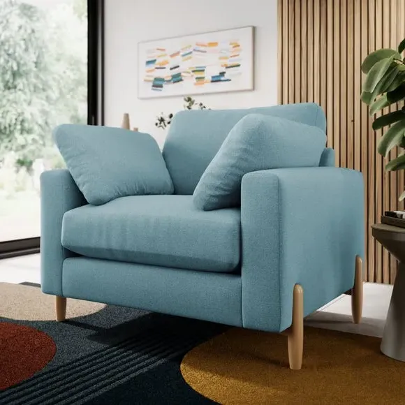 Snuggle Sofa with Square Arms - Teal, Fabric