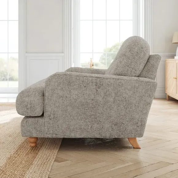 Snuggle Sofa with Wooden Legs - Mushroom, Chenille