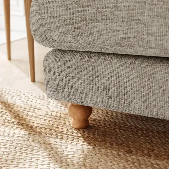 Snuggle Sofa with Wooden Legs - Mushroom, Chenille