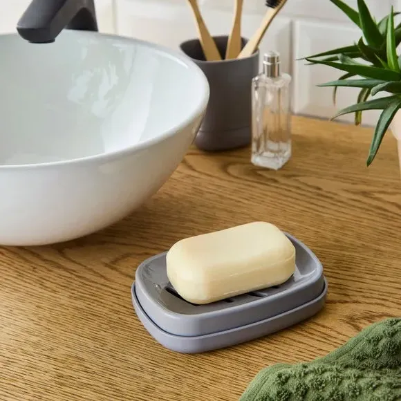 Soap Dish with Drainage - Grey, Plastic