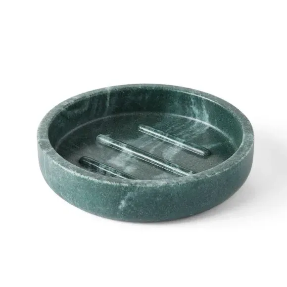 Soap Dish with Ridged Base - Green, Resin