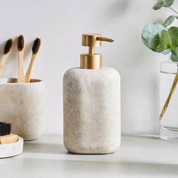 Soap Dispenser with Gold Pump - Cream, Resin image