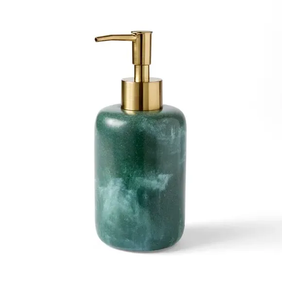 Soap Dispenser with Marble Effect - Green, Resin