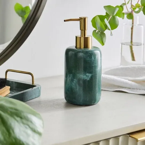 Soap Dispenser with Marble Effect - Green, Resin image