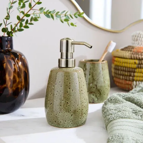 Soap Dispenser with Pump - Green, Ceramic image