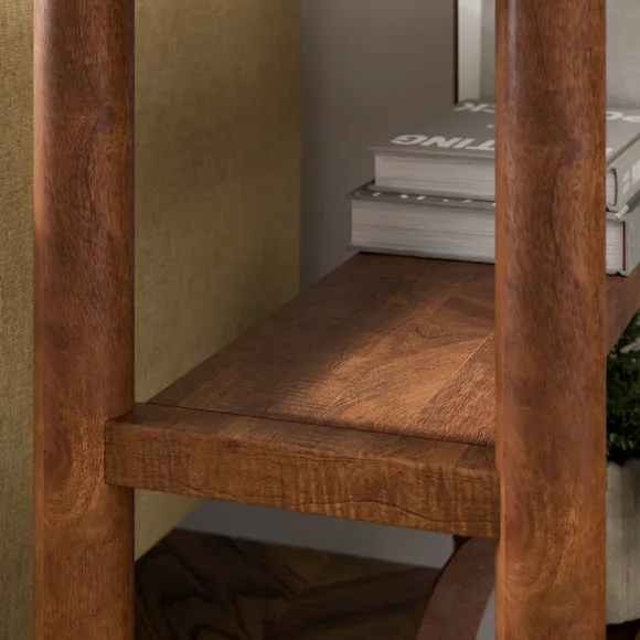 Sofa Side Table with Storage - Dark Wood, Mango