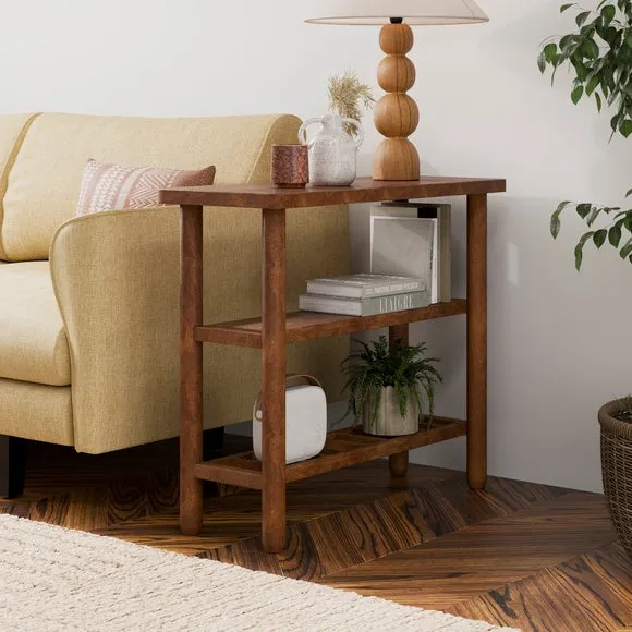 Sofa Side Table with Storage - Dark Wood, Mango image