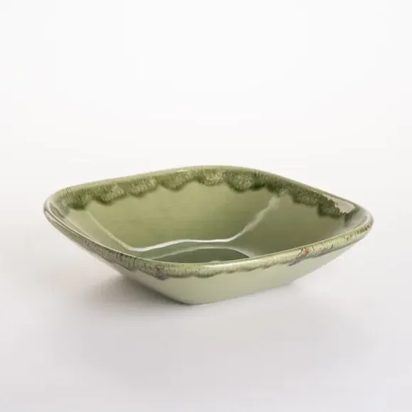 Soup Bowl with Reactive Glaze - Green, Stoneware