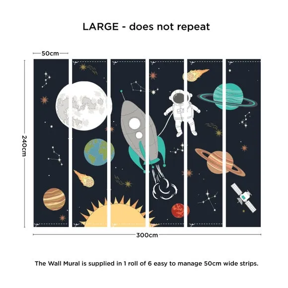 Space Adventure Wall Mural - Black, Non-Woven