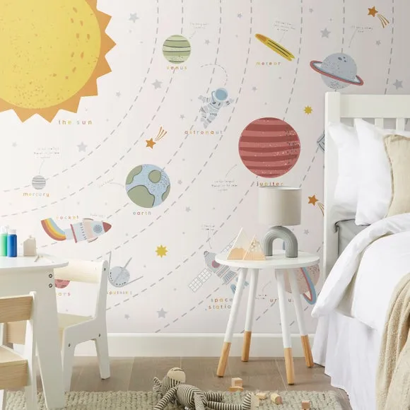Space Theme Wall Mural - Blue, Nonwoven Paper image