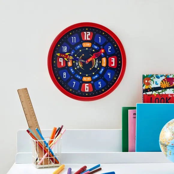 Space Wall Clock - Red, Plastic image
