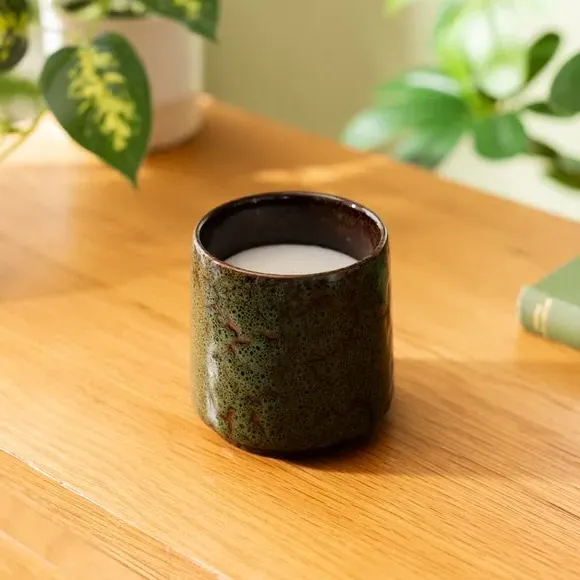 Speckle Glaze Candle - Green, Ceramic