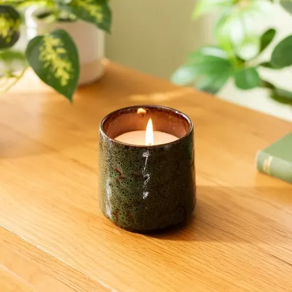 Speckle Glaze Candle - Green, Ceramic image