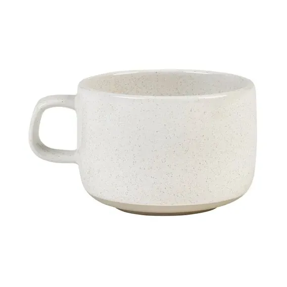 Speckled Mug with Raw Rim - White, Stoneware