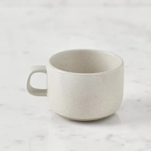 Speckled Mug with Raw Rim - White, Stoneware