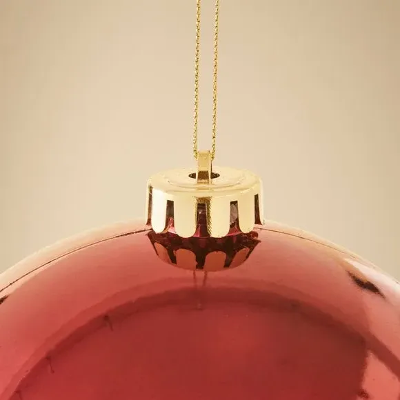Spherical Christmas Bauble - Burgundy, Flocked