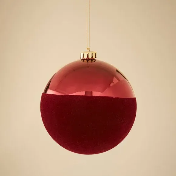 Spherical Christmas Bauble - Burgundy, Flocked