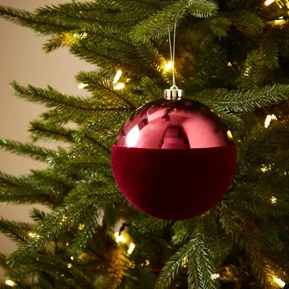 Spherical Christmas Bauble - Burgundy, Flocked image