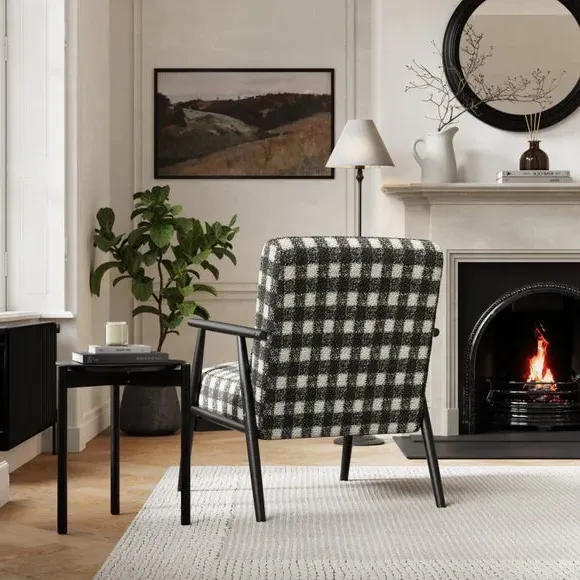 Spindle Accent Chair - Monochrome, Boucle