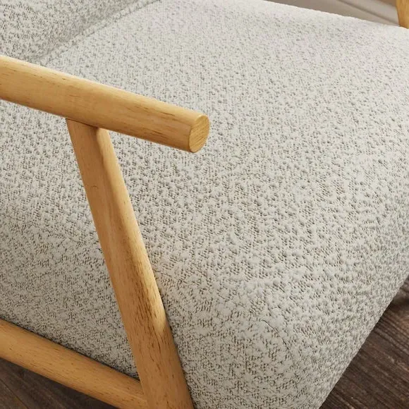 Spindle Accent Chair with Arms - Natural, Boucle