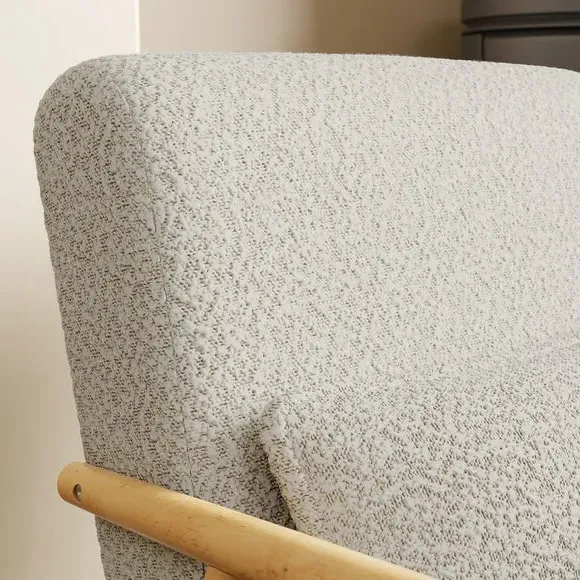 Spindle Accent Chair with Arms - Natural, Boucle