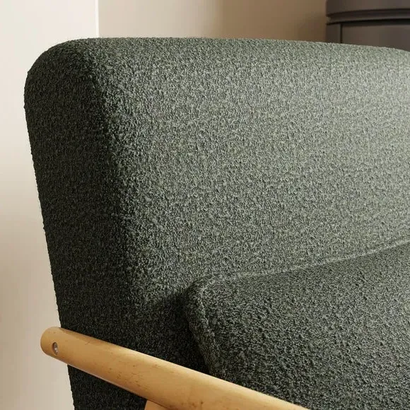 Spindle Accent Chair with Arms - Olive, Boucle