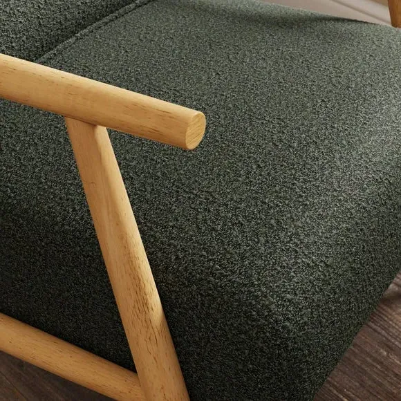 Spindle Accent Chair with Arms - Olive, Boucle