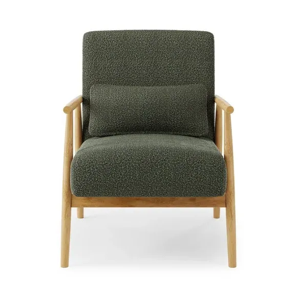 Spindle Accent Chair with Arms - Olive, Boucle
