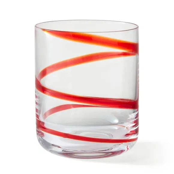 Spiral Stripe Tumbler - Clear, Blown Glass