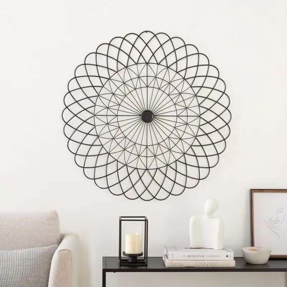 Spiral Wall Art - Black, Metal Wire