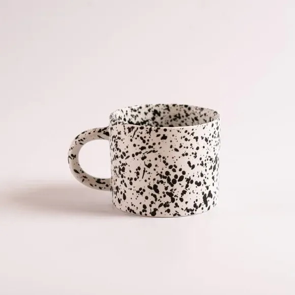 Splatter Pattern Mug - Black, Stoneware