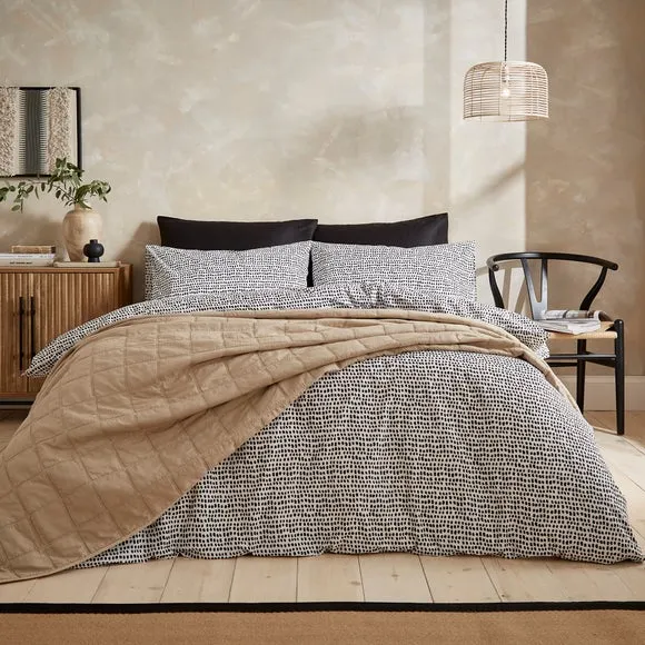 Spot Duvet Cover Set - Black, Polycotton
